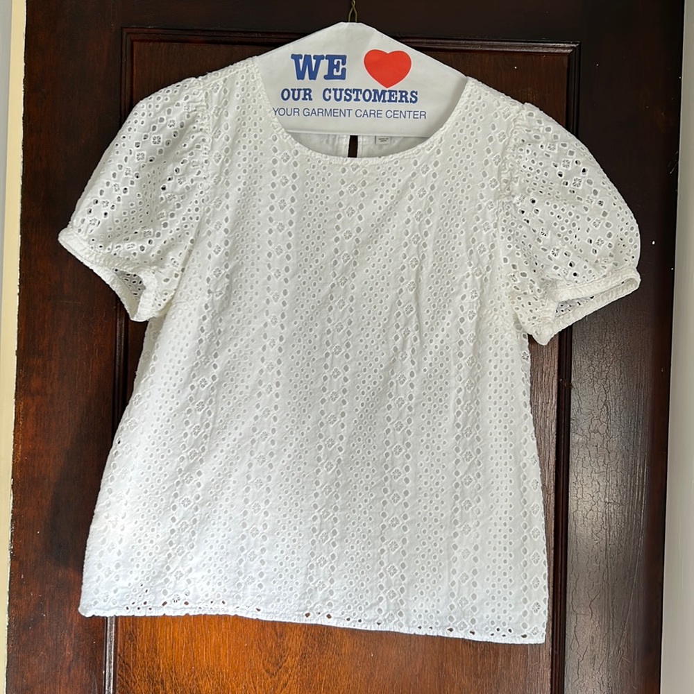 J.Crew Factory eyelet puff sleeve blouse sz medium